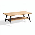 Table basse en bois de bambou avec étagère en dessous 120 x 60 x 40cm
