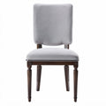 Chaise en tissu gris clair avec structure en bois dimensions 45 x 45 x 90cm