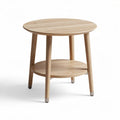 Table d'appoint ronde en bois clair avec étagère inférieure 45 x 45 x 50 cm