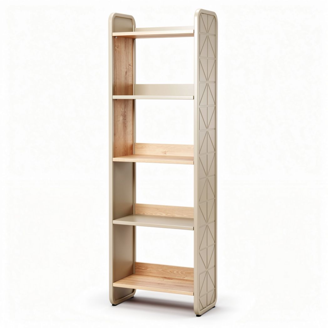 Étagère en bois et métal beige avec cinq étagères dimensions 180 x 60 x 30cm