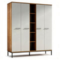 Armoire en bois avec portes miroir et étagères ouvertes 180 x 90 x 40cm