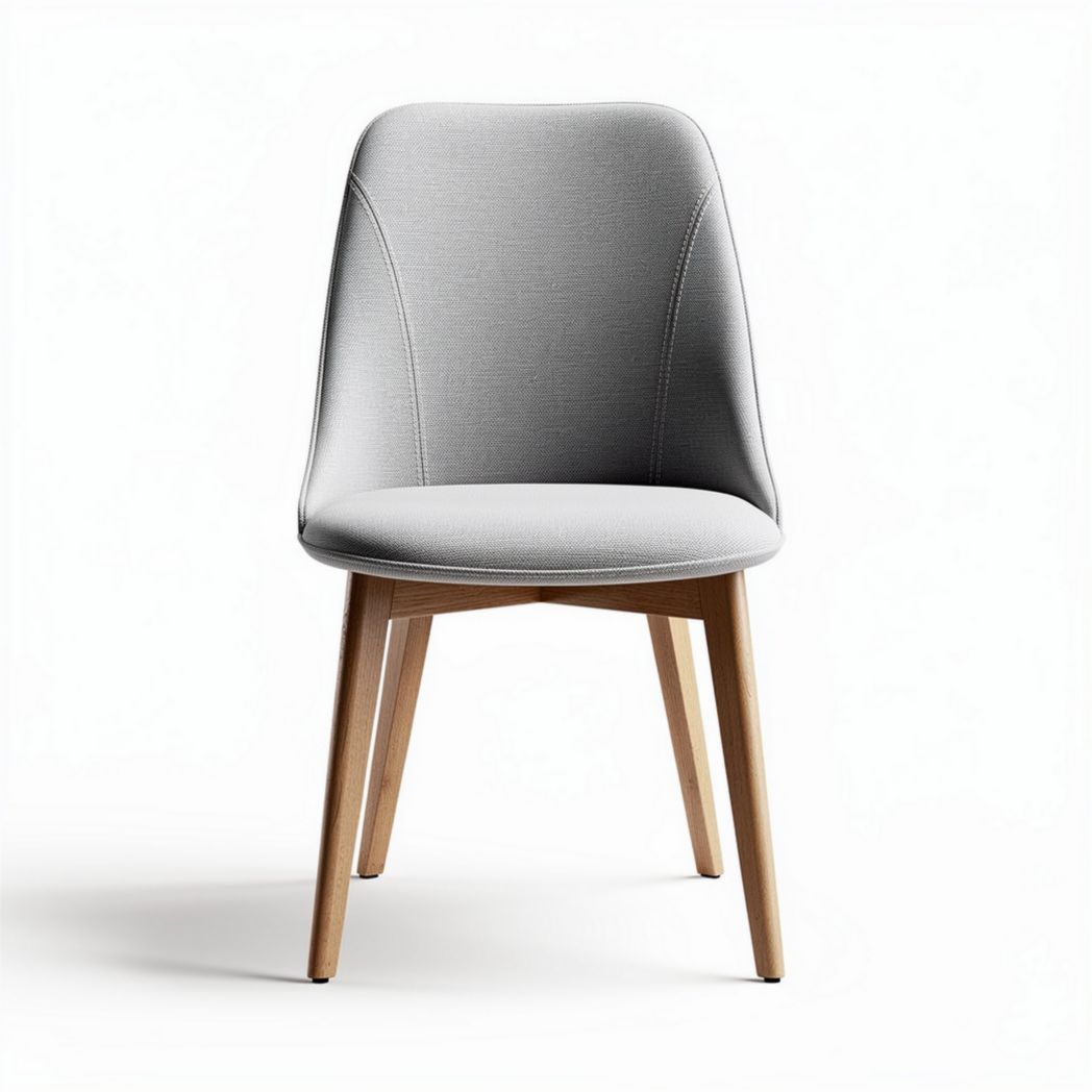 Chaise moderne en tissu gris avec pieds en bois naturel dimensions 45 x 50 x 85cm