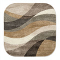 Tapis à motifs ondulés en polyester 80 x 80 x 2cm couleurs beige et marron