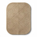Tapis de bain en coton beige motif circulaire 70 x 50 x 1cm