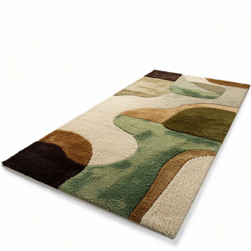 Tapis décoratif en polyester aux motifs géométriques multicolores 200 x 140 x 2cm