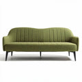 Canapé moderne en tissu vert de dimensions 200 x 80 x 85cm avec pieds en bois