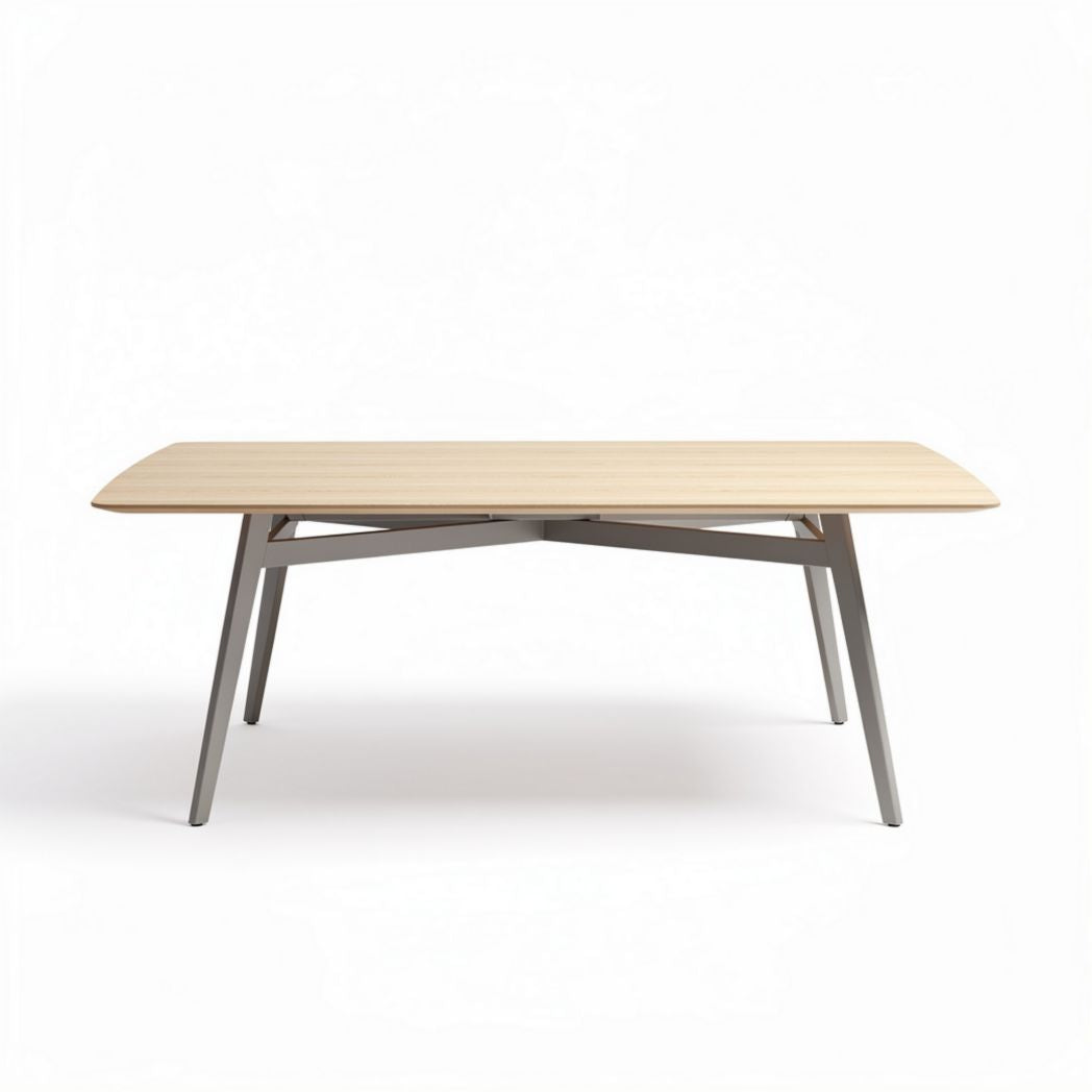 Table rectangulaire en bois de chêne et métal gris 150 x 75 x 75cm