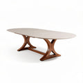 Table ovale en bois avec piètement en X dimensions 200 x 100 x 75 cm